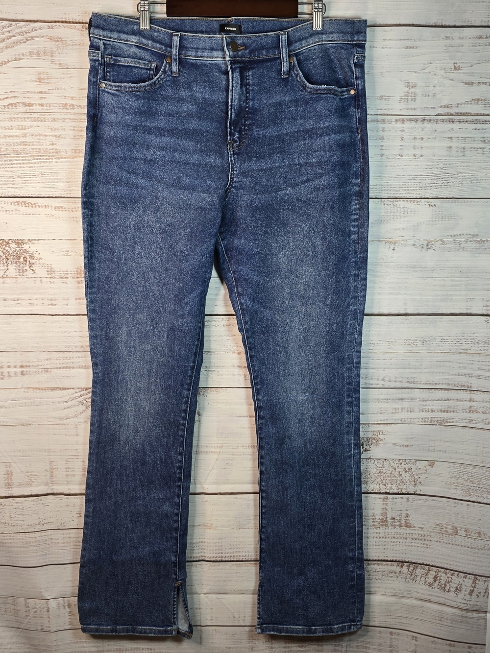 Express Mid Rise Skyscraper Straight Leg Jeans Size 16L Dark Wash
